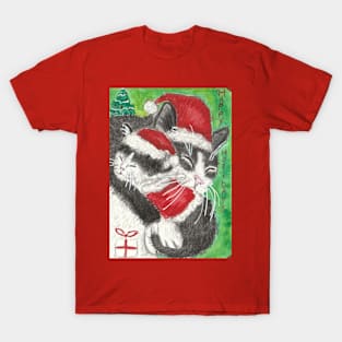 Christmas  Holiday cat kitten art T-Shirt